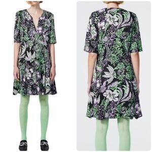 Rodebjer Womens Kandy Vegetal Print Dress Black Multi